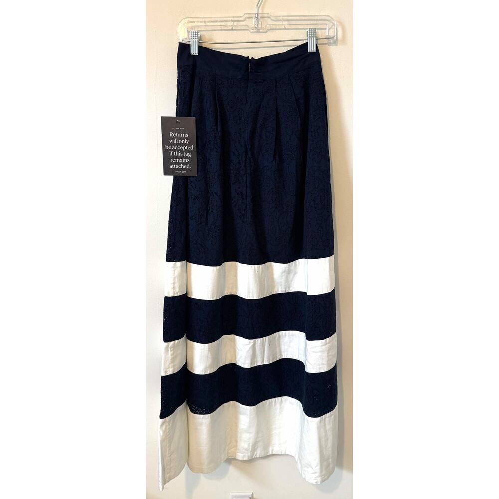 Tuckernuck Stripe Eyelet Pocket Maxi Skirt Navy Blue White Size Small NEW - Picture 6 of 14